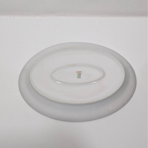 Noritake Lafayette Oval Platter White Beige Black Trim Japan - Picture 15 of 16